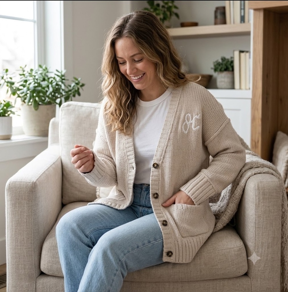 Abercrombie & Fitch Oversized Rib Knit Cardigan Sweater Beige M EUC